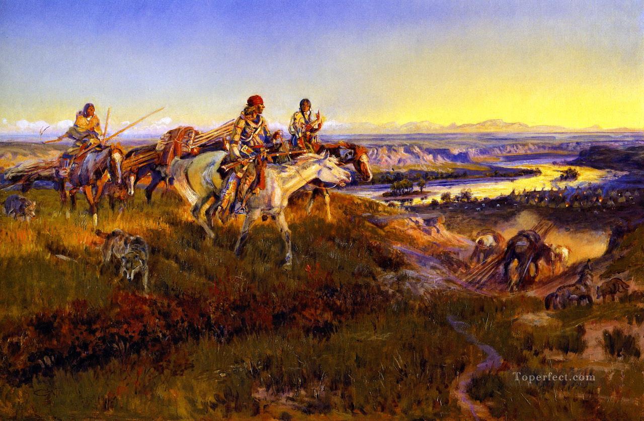 when white men turn red 1922 Charles Marion Russell American Indians Oil Paintings